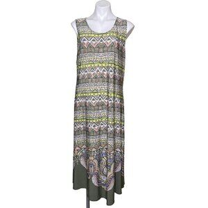 Chico's Southwestern Print Asymmetrical Hem Midi Dress, Women's Size 2 (L)